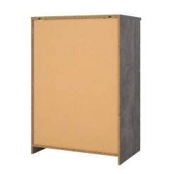 Cassettiere > Dmora Cassettiera in legno cemento e bianca lucida 77x111h cm - Ansel Bianco Lucido, Grigio Cemento