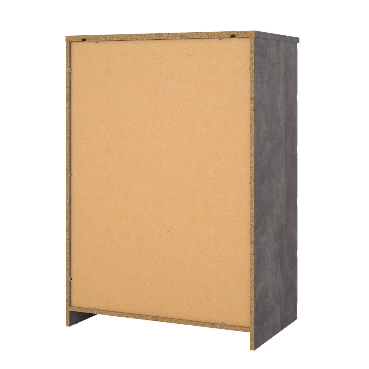Cassettiere > Dmora Cassettiera in legno cemento e bianca lucida 77x111h cm - Ansel Bianco Lucido, Grigio Cemento
