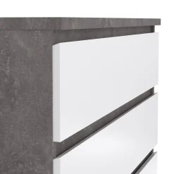 Cassettiere > Dmora Cassettiera in legno cemento e bianca lucida 77x111h cm - Ansel Bianco Lucido, Grigio Cemento
