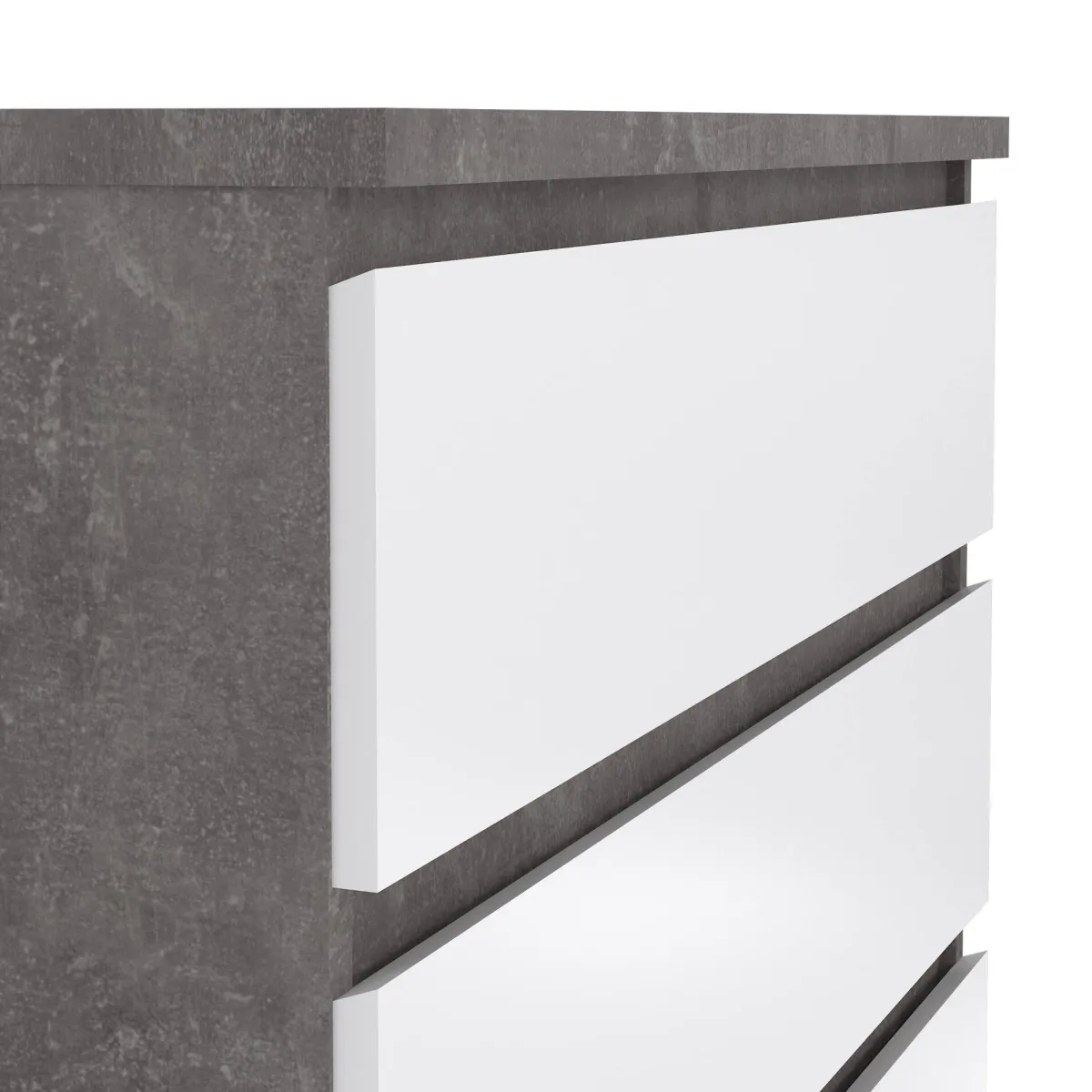 Cassettiere > Dmora Cassettiera in legno cemento e bianca lucida 77x111h cm - Ansel Bianco Lucido, Grigio Cemento