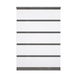 Cassettiere > Dmora Cassettiera in legno cemento e bianca lucida 77x111h cm - Ansel Bianco Lucido, Grigio Cemento
