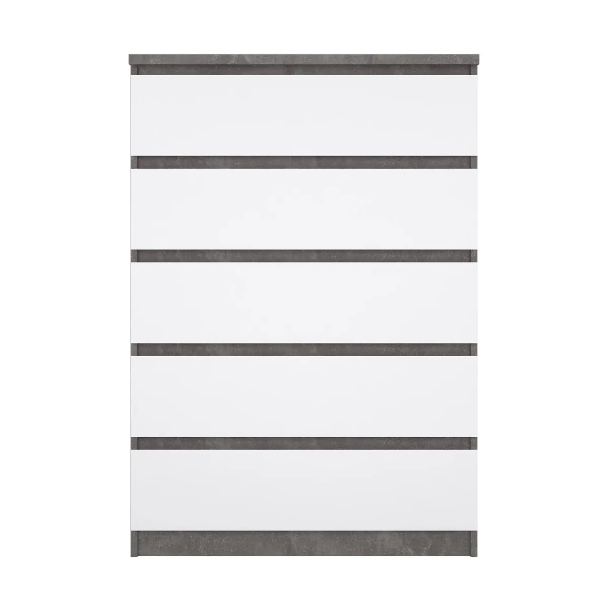 Cassettiere > Dmora Cassettiera in legno cemento e bianca lucida 77x111h cm - Ansel Bianco Lucido, Grigio Cemento