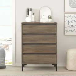 Cassettiera in legno marrone e antracite 72x98h cm - Adolphe