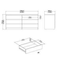 Cassettiera in legno nera 153x70h cm - Aci