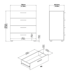 Cassettiera in legno nera 70x82h cm - Asam