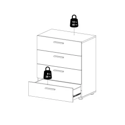Cassettiera in legno nera 70x82h cm - Asam