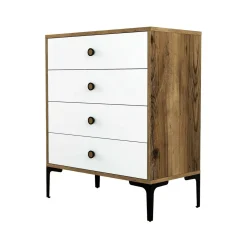Cassettiera in legno noce e bianca 76x90h cm - Molly