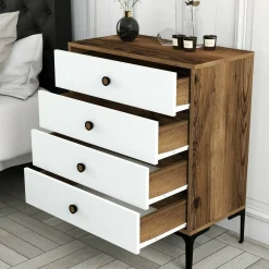 Cassettiera in legno noce e bianca 76x90h cm - Molly