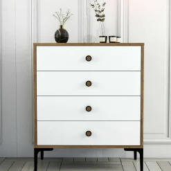 Cassettiera in legno noce e bianca 76x90h cm - Molly