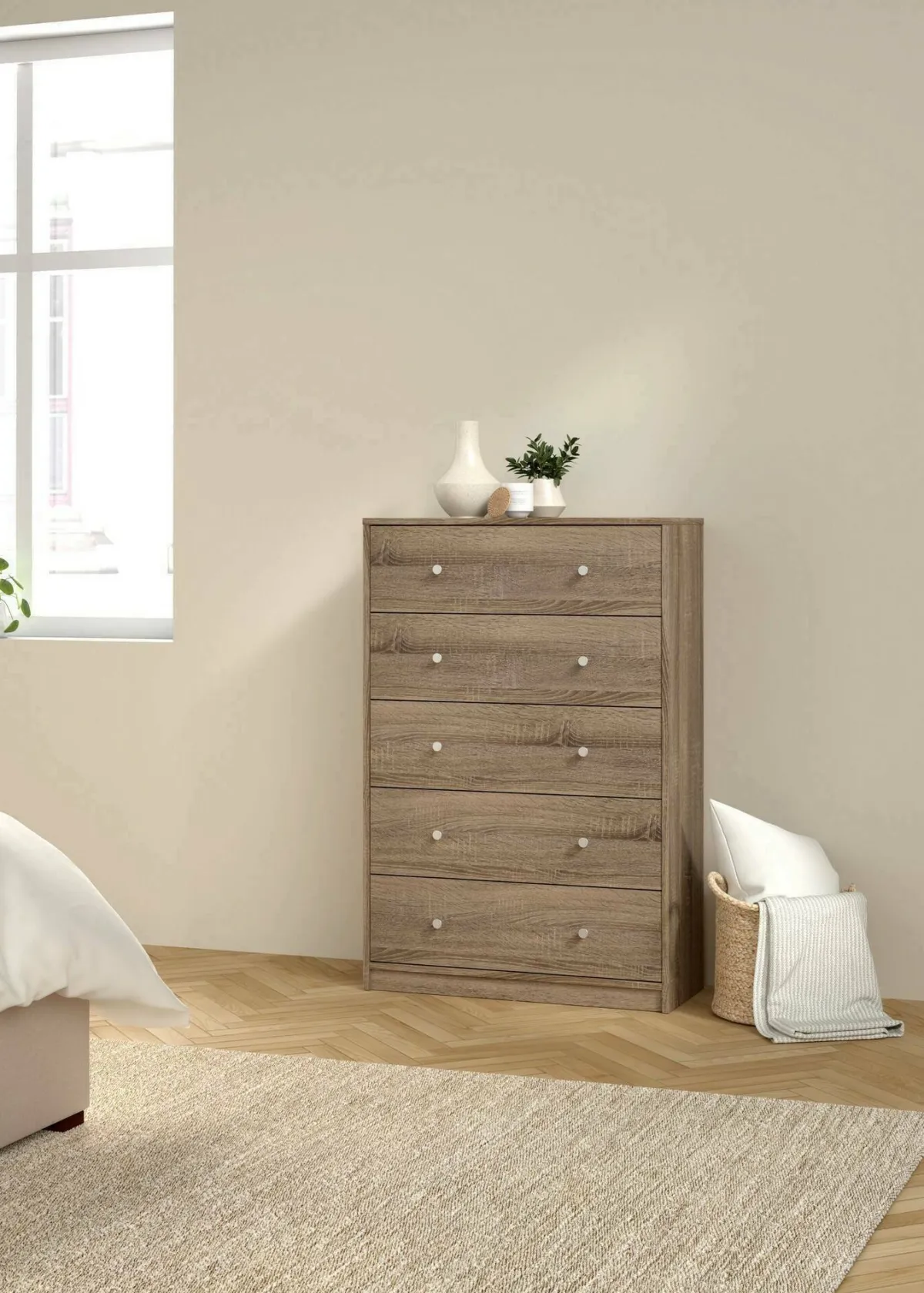 Cassettiere > Dmora Cassettiera in legno noce 72x108h cm - Contessa Marrone Noce