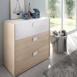 Cassettiera in legno rovere e bianca 80x81h cm - Alibaba