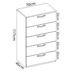 Salotto|Camera Da Letto > Dmora Cassettiera in legno rovere 70x117h cm - Abab Marrone Rovere