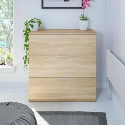 Cassettiere > Dmora Cassettiera in legno rovere 82x79h cm - Sagar Marrone Rovere