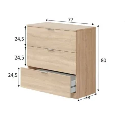 Cassettiere > Dmora Cassettiera in legno rovere 82x79h cm - Sagar Marrone Rovere