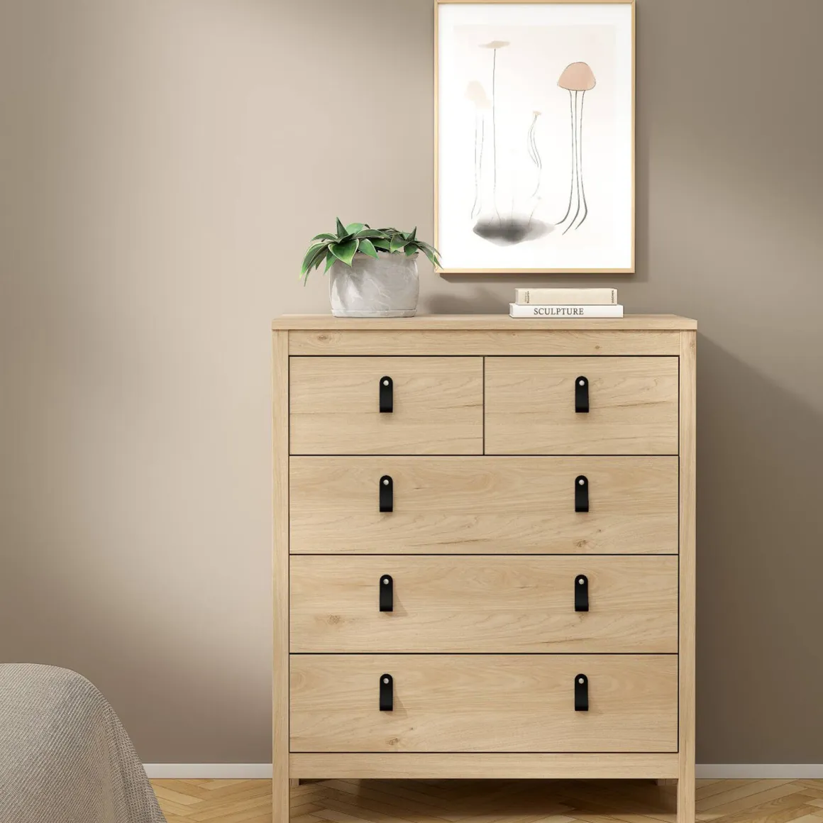 Cassettiera in legno rovere 82x98h cm - Nicholas