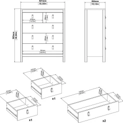 Cassettiera in legno rovere 82x98h cm - Nicholas