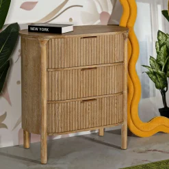 Cassettiere > Dmora Cassettiera Marrone Ciliegio oro 4 Cassetti Effetto Invecchiato 38x34x82h cm, Apertura Scorrevole - Falisa Oro, Marrone Ciliegio