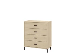 Cassettiera Marrone Rovere 4 Cassetti Apertura Scorrevole 80x40x90h cm, Chiusura Scorrevole - Rosasco