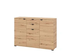 Cassettiera Marrone Rovere Nodi Nero 2 Cassetti Apertura Battente, Scorrevole 135x40x95h cm, Chiusura Battente, Scorrevole - Mainarda