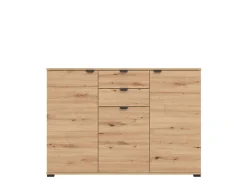 Cassettiera Marrone Rovere Nodi Nero 2 Cassetti Apertura Battente, Scorrevole 135x40x95h cm, Chiusura Battente, Scorrevole - Mainarda