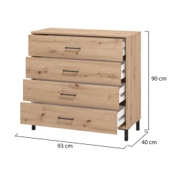 Cassettiere > Dmora Cassettiera Marrone Rovere Nodi Nero 5 Cassetti Apertura Scorrevole 45x40x95h cm, Chiusura Scorrevole - Mainarda Nero, Marrone Rovere Nodi