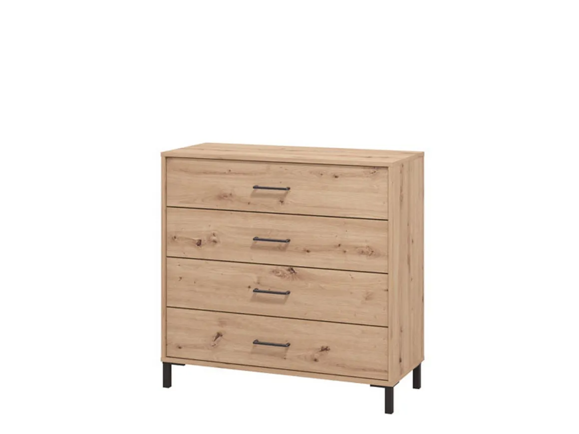 Cassettiere > Dmora Cassettiera Marrone Rovere Nodi Nero 5 Cassetti Apertura Scorrevole 45x40x95h cm, Chiusura Scorrevole - Mainarda Nero, Marrone Rovere Nodi
