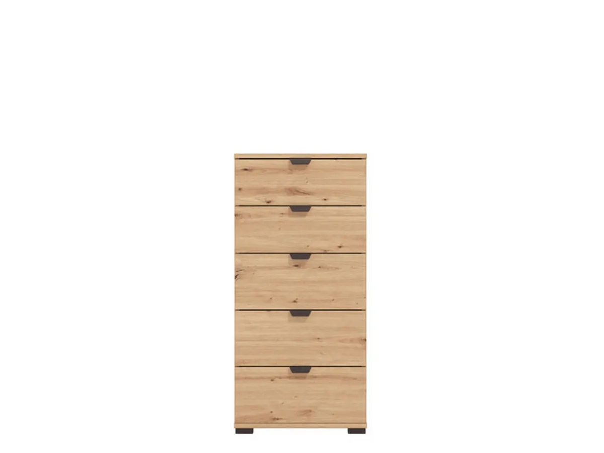Cassettiere > Dmora Cassettiera Marrone Rovere Nodi Nero 5 Cassetti Apertura Scorrevole 45x40x95h cm, Chiusura Scorrevole - Mainarda Nero, Marrone Rovere Nodi