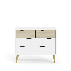 Cassettiera moderna bianca e quercia 98x81h cm - Azir