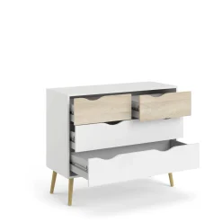 Cassettiera moderna bianca e quercia 98x81h cm - Azir