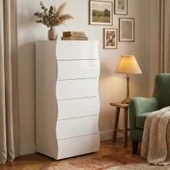 Cassettiere > Dmora Cassettiera moderna bianca lucida 77x70h cm - Artic Bianco Lucido