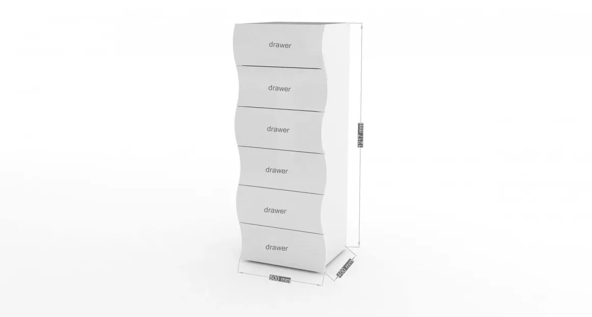 Cassettiera moderna bianca lucida 50x121h cm - Asch