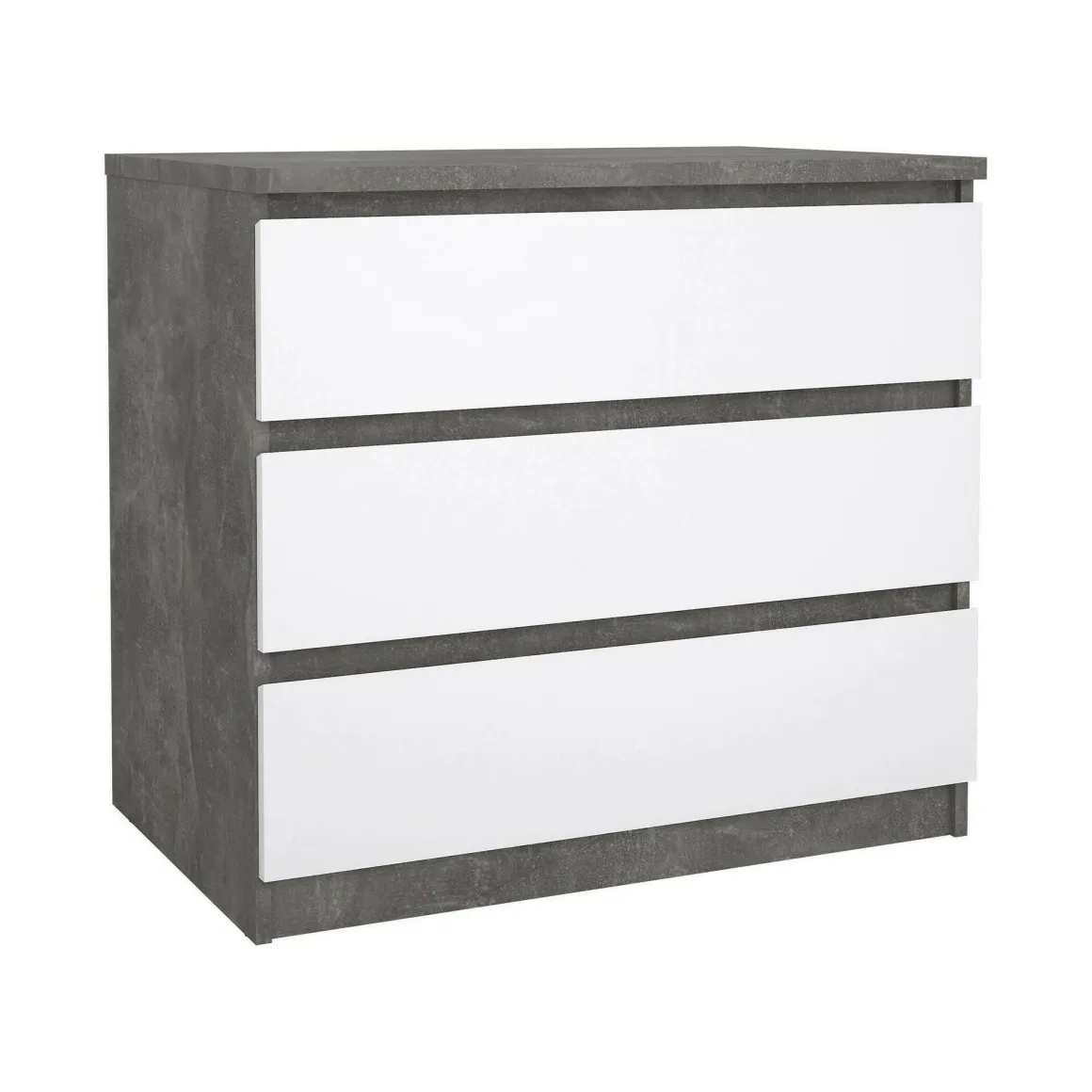 Cassettiera moderna cemento e bianca lucida 77x70h cm - Artic