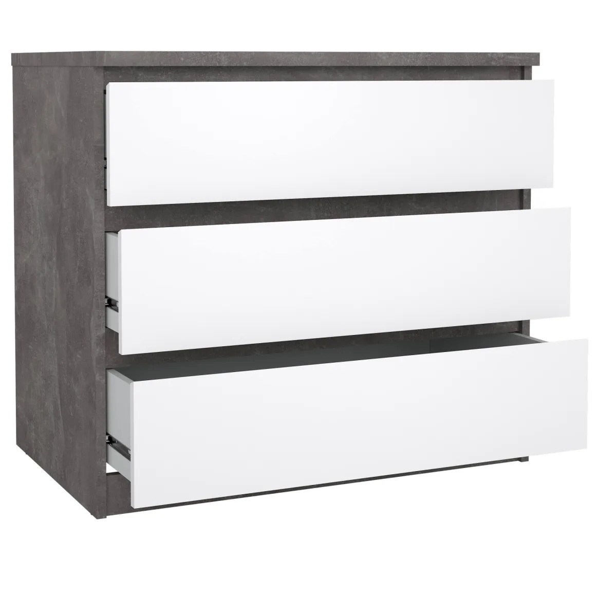 Cassettiera moderna cemento e bianca lucida 77x70h cm - Artic