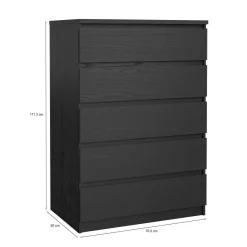 Cassettiere > Dmora Cassettiera moderna nera 77x111h cm - Ansel Nero