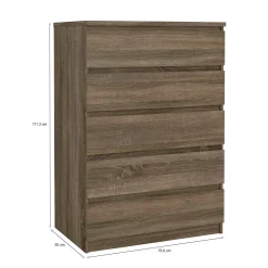 Cassettiere > Dmora Cassettiera moderna rovere 77x111h cm - Ansel Marrone Rovere
