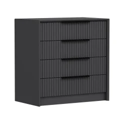 Cassettiere > Dmora Cassettiera 4 Cassetti Apertura Scorrevole 90x47x100h cm, Chiusura Scorrevole - Lierna Nero Antracite