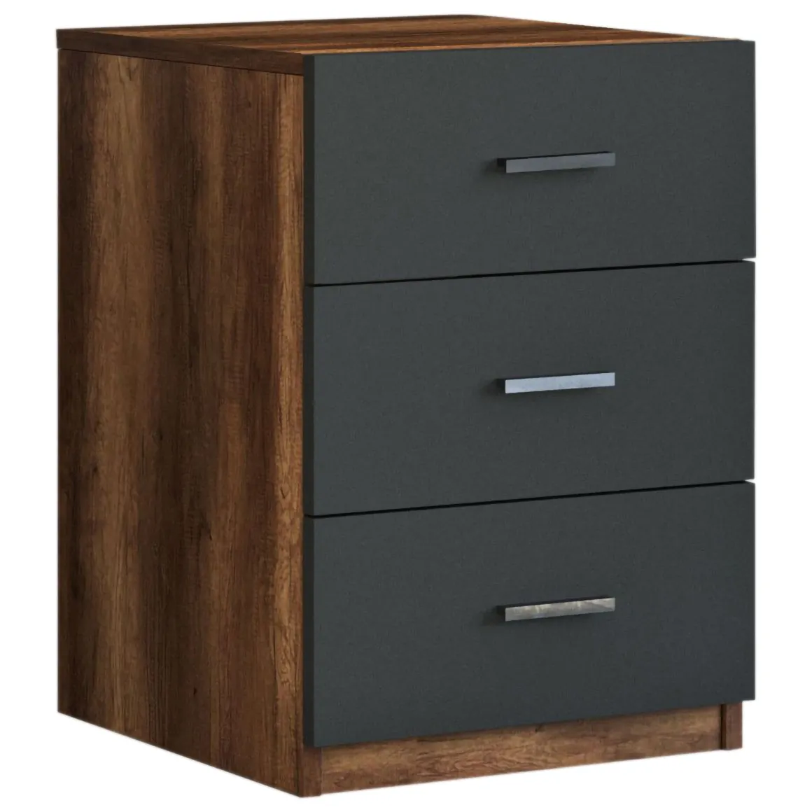 Cassettiere > Dmora Cassettiera Nero Antracite Marrone Noce 4 Cassetti Apertura Scorrevole 70x40x79h cm, Chiusura Scorrevole - Gazzola Marrone Noce, Nero Antracite