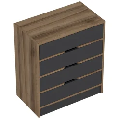 Cassettiere > Dmora Cassettiera Nero Antracite Marrone Noce 4 Cassetti Apertura Scorrevole 70x40x79h cm, Chiusura Scorrevole - Gazzola Marrone Noce, Nero Antracite