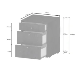 Salotto|Camera Da Letto > Dmora Cassettiera piccola ardesia 47x61h cm - Asgabat Grigio Ardesia