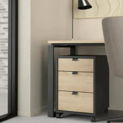 Cassettiere > Dmora Cassettiera piccola rovere e grigia 48x60h cm - Agazzino Grigio, Marrone Rovere
