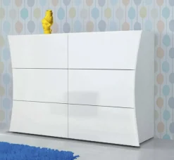 Salotto|Camera Da Letto > Dmora Cassettiera salvaspazio bianca lucida 111x82h cm - Albelaziz Bianco Lucido