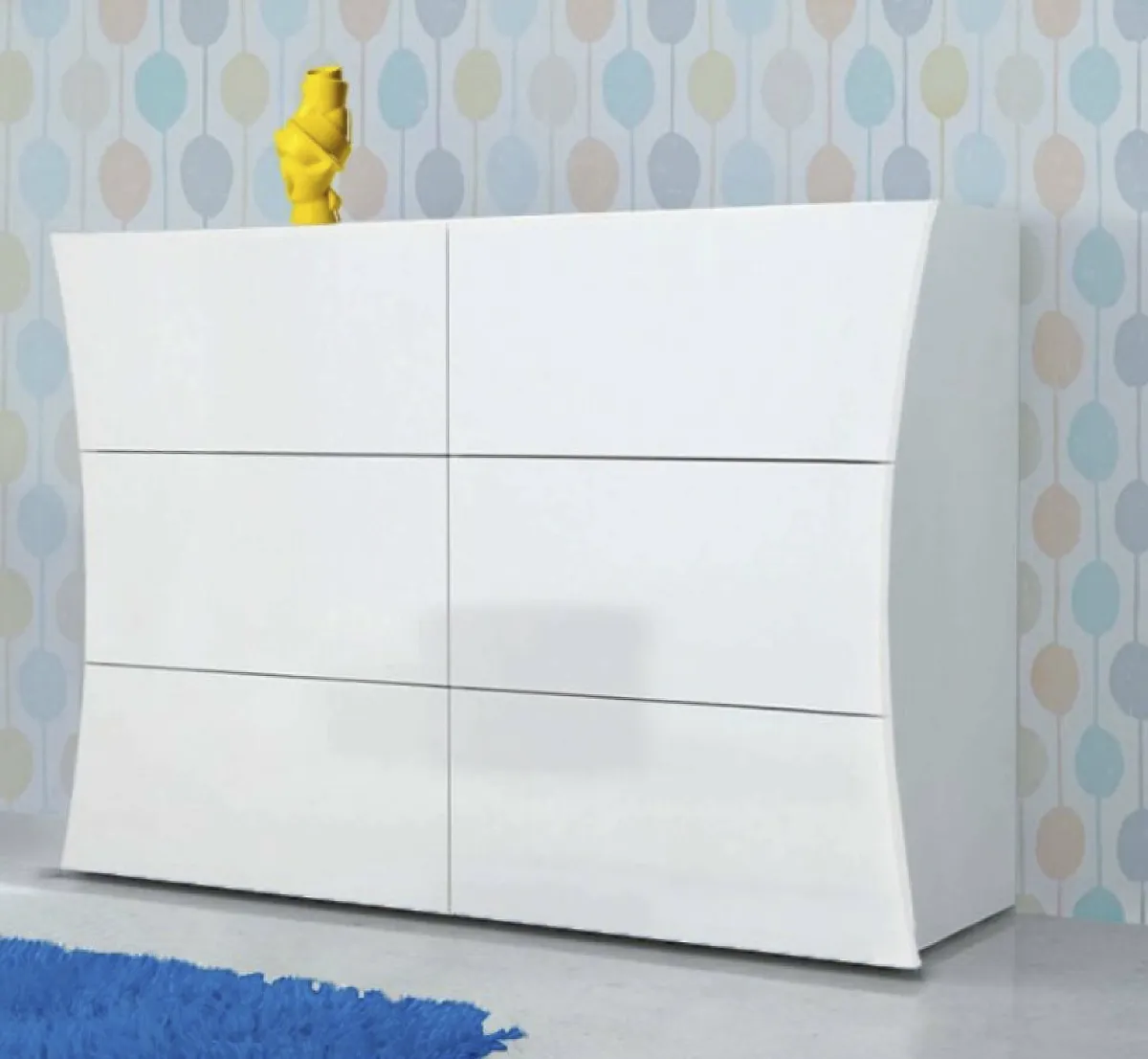 Salotto|Camera Da Letto > Dmora Cassettiera salvaspazio bianca lucida 111x82h cm - Albelaziz Bianco Lucido