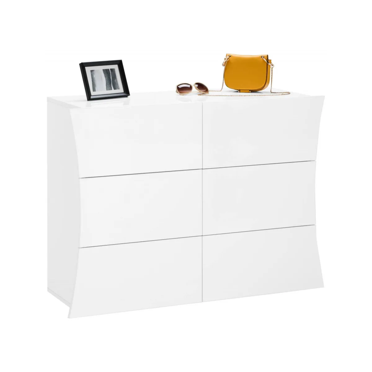 Salotto|Camera Da Letto > Dmora Cassettiera salvaspazio bianca lucida 111x82h cm - Albelaziz Bianco Lucido