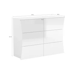 Salotto|Camera Da Letto > Dmora Cassettiera salvaspazio bianca lucida 111x82h cm - Albelaziz Bianco Lucido