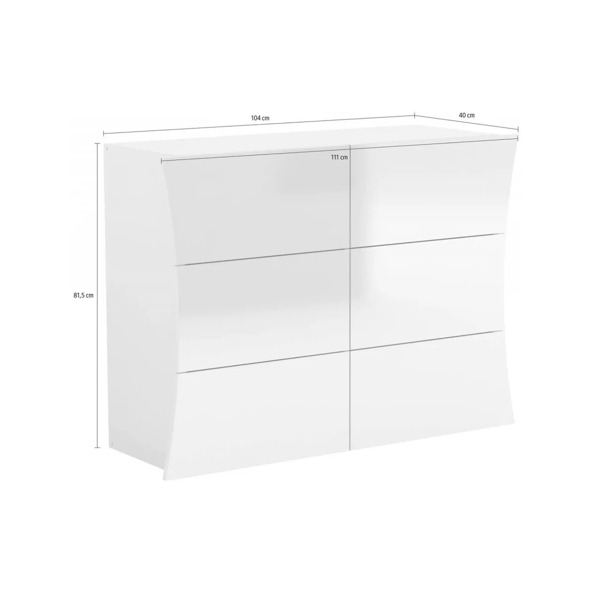 Salotto|Camera Da Letto > Dmora Cassettiera salvaspazio bianca lucida 111x82h cm - Albelaziz Bianco Lucido