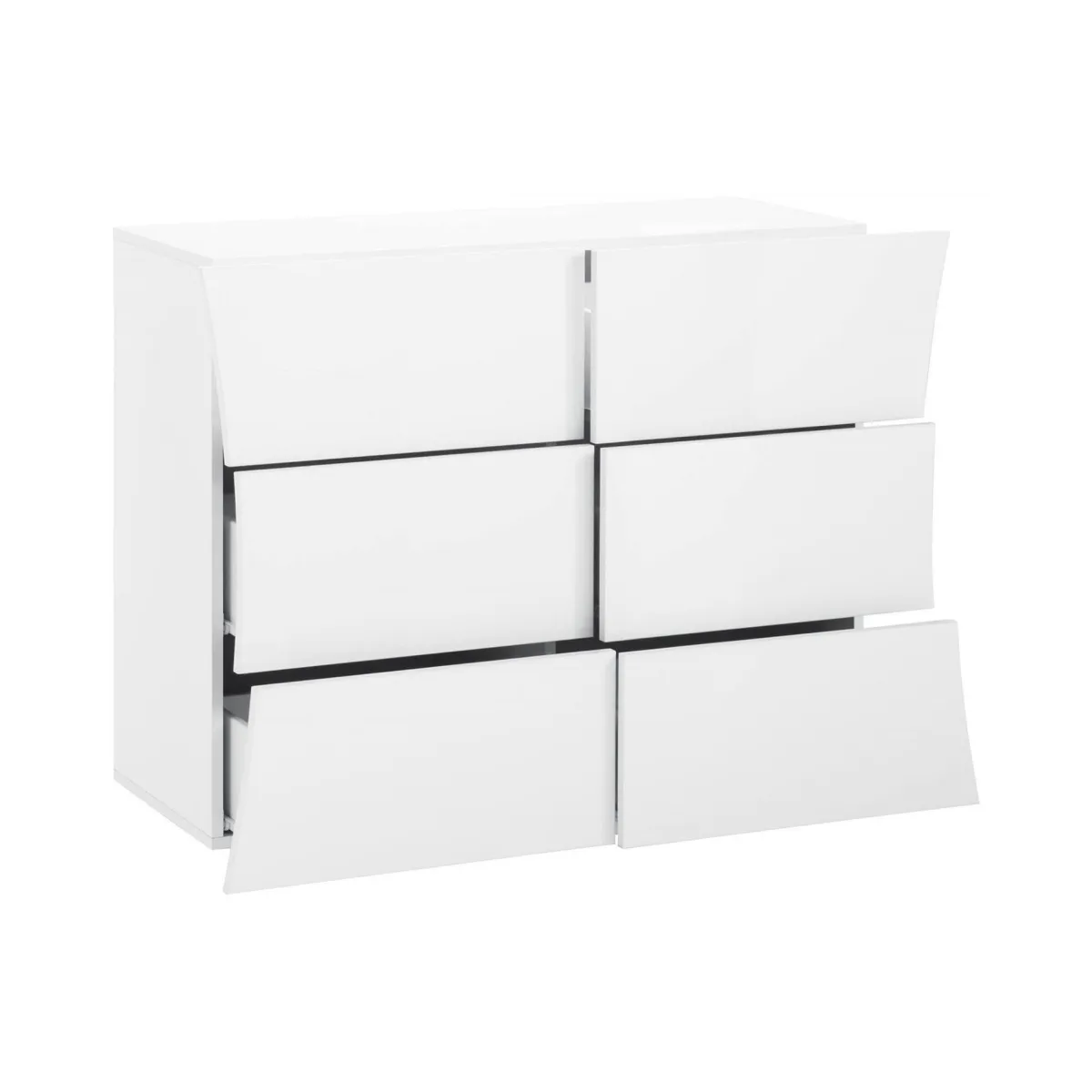 Salotto|Camera Da Letto > Dmora Cassettiera salvaspazio bianca lucida 111x82h cm - Albelaziz Bianco Lucido