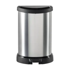 Cestino rifiuti con pedale cilindrico 15L 31x28x45h cm argento e nero - Renfrew