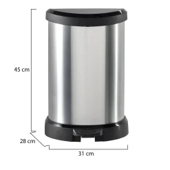Cestino rifiuti con pedale cilindrico 15L 31x28x45h cm argento e nero - Renfrew