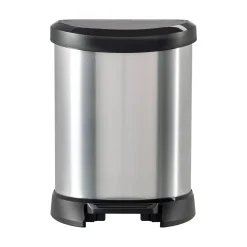 Cestino rifiuti con pedale cilindrico 5L 25x21x28h cm argento e nero - Renfrew