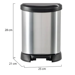 Cestino rifiuti con pedale cilindrico 5L 25x21x28h cm argento e nero - Renfrew